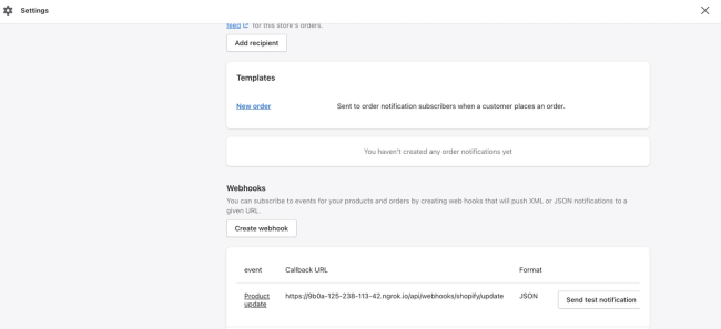 Shopify Webhook Configuration
